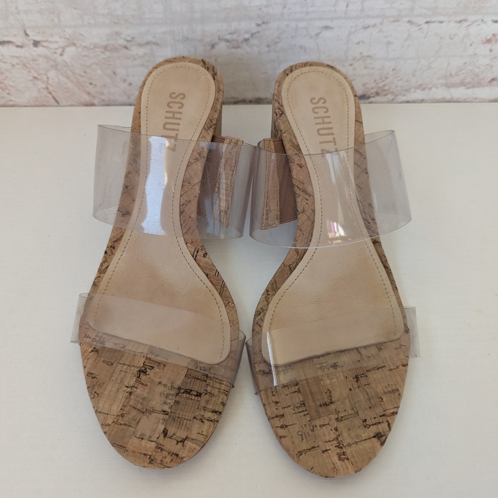 Schutz Women's Clear Tan Sandals